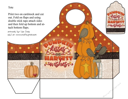 Pumpkin Kisses and Harvest Wishes tote 8 and matching tag