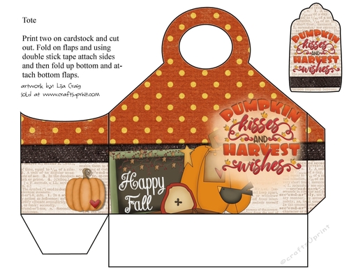 Pumpkin Kisses and Harvest Wishes tote 10 and matching tag