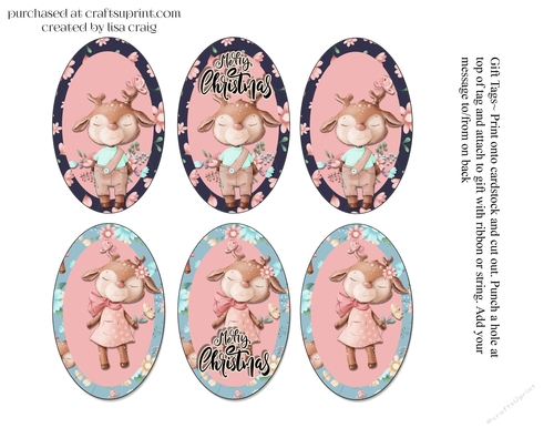 Reindeer Christmas Tags Sheet1