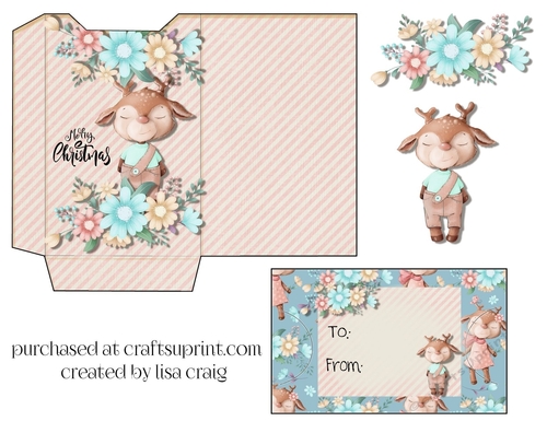 Reindeer Christmas Gift Card Holder and Tag