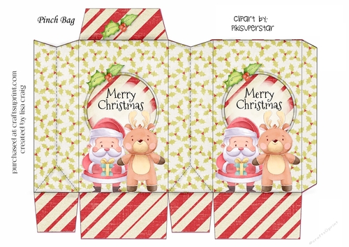 Santa and Reindeer Pinch Bag 