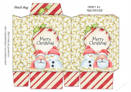 Santa and Snowman Pinch Bag 