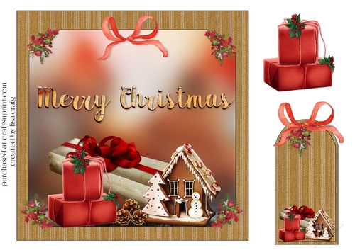Warm Christmas Card Front and tag 6