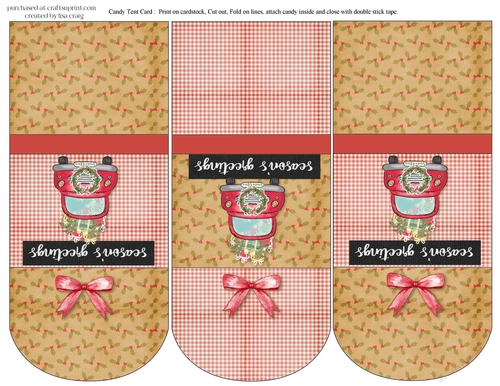 Seasons Greetings Red Truck Candy Tent cards