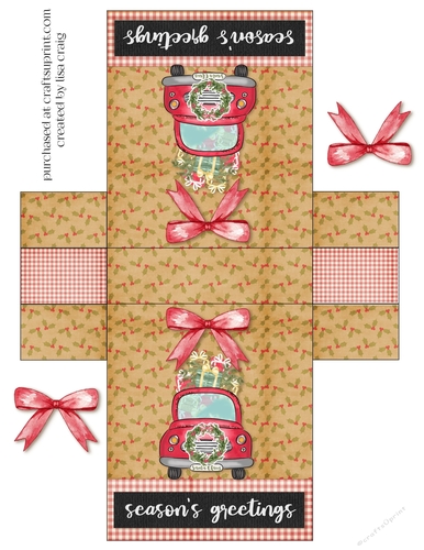 Seasons Greetings Red Truck Tent card