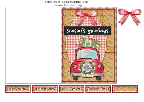 Seasons Greetings Red Truck Card Front 1