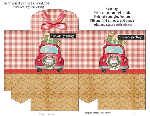 Seasons Greetings Red Truck Gift Bag