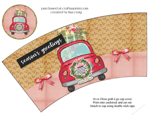 Seasons Greetings Red Truck Grab n go wrap