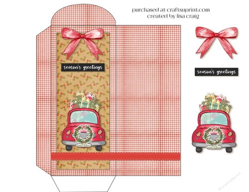 Seasons Greetings Red Truck candy bar envelope