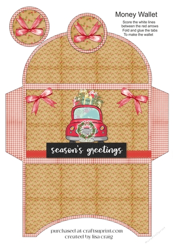 Seasons Greetings Red Truck Money Wallet
