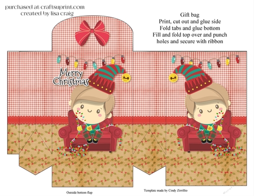 Elf Christmas gift bag