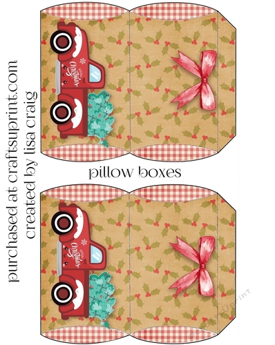 Merry Christmas truck pillow boxes