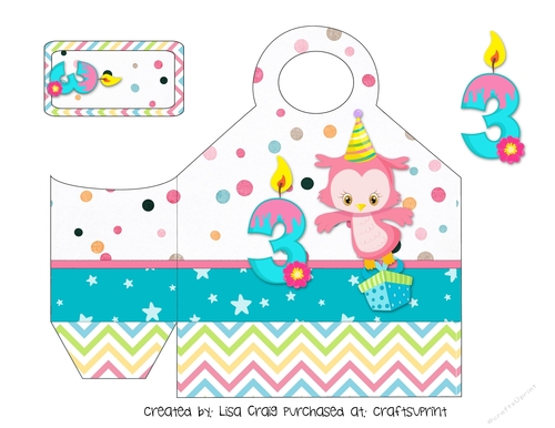 Owl Birthday Tote age 3