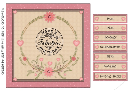 Pink Flowers Birthday card