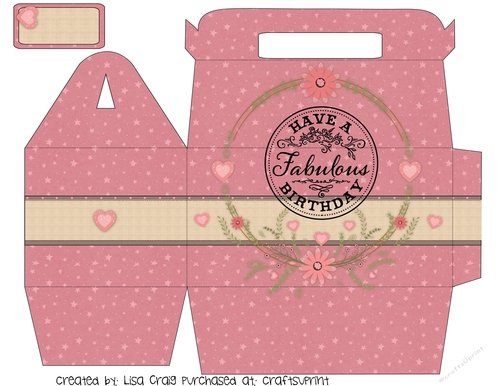 Pink Flowers Birthday Gable box