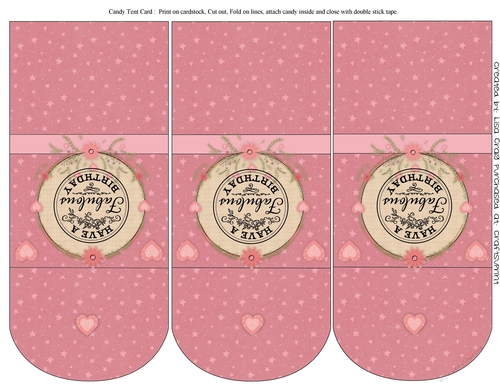Pink Flowers Birthday Tent cards