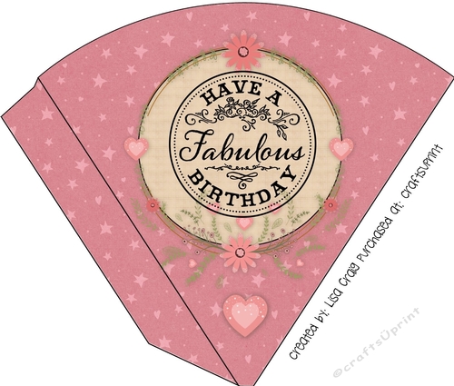 Pink Flowers Birthday candy cone