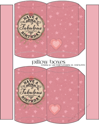 Pink Flowers Birthday pillow boxes