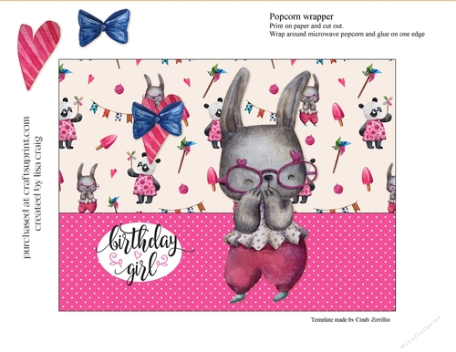 2021- Bunny birthday popcorn wrapper