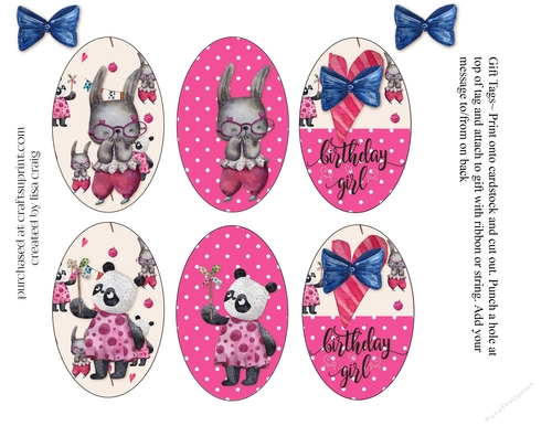 2021- Bunny & Panda birthday gift tags 
