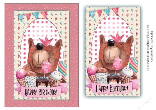 2021-Girl Birthday Bear Card Front