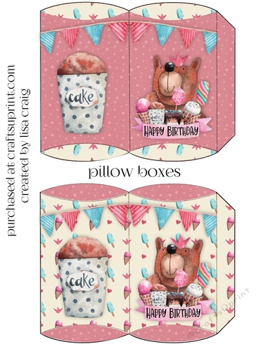 2021-Girl Birthday Bear Pillow Boxes