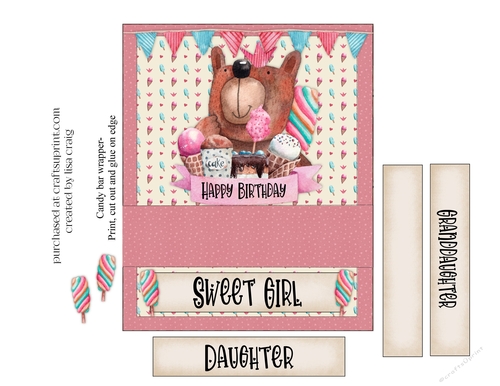 2021-Girl Birthday Bear Candy Bar Wrapper