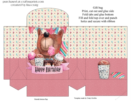 2021-Girl Birthday Bear Gift Bag