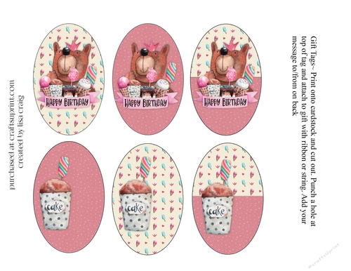 2021-Girl Birthday Bear Tags