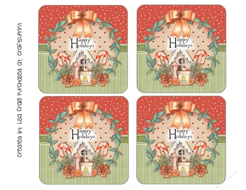 2021-Happy Holidays Wreath Coasters