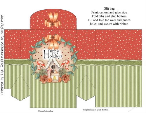 2021-Happy Holidays Wreath Gift Bag