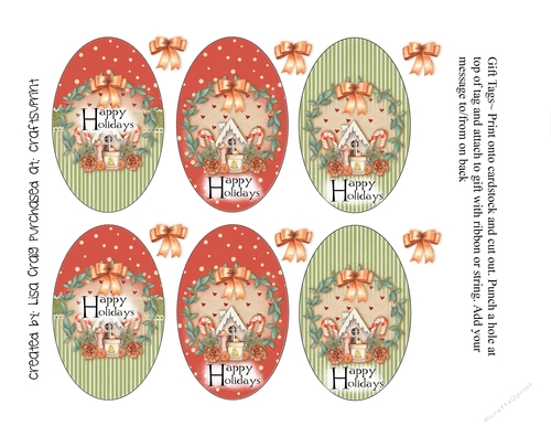 2021-Happy Holidays Wreath Tags