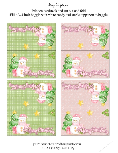 2021-pink snowman bag toppers