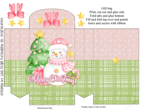 2021-pink snowman gift bag