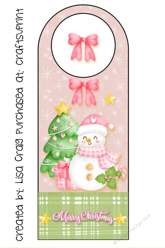 2021-pink snowman door hanger