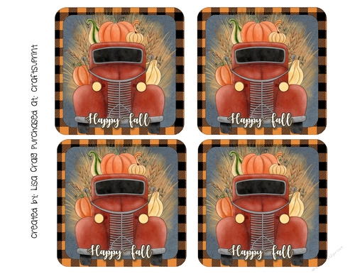 2021-happy fall truck coasters
