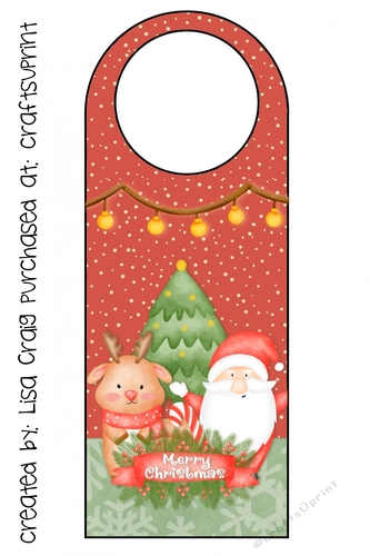 2021-Santa & Reindeer Doorhanger
