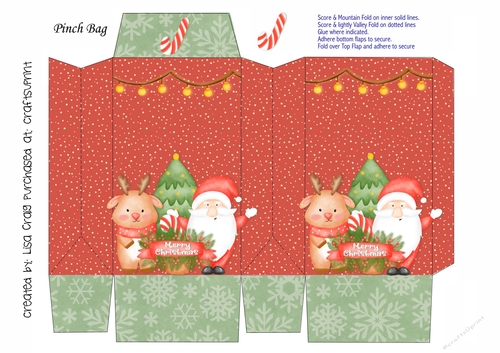 2021-Santa & Reindeer Pinch Bag