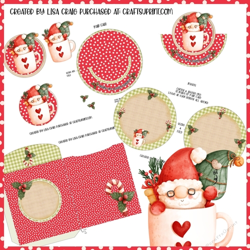 21- Santa tree mug wobble card, inserts & envelope