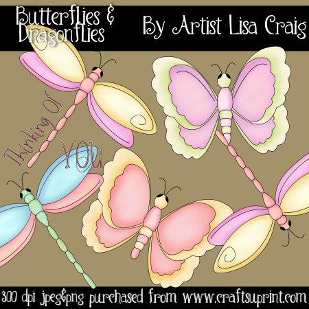 Butterflies & Dragonflies Clip Art