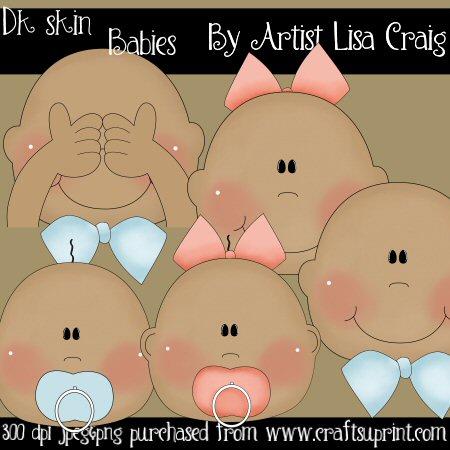 Dark Skin Baby Faces Clipart