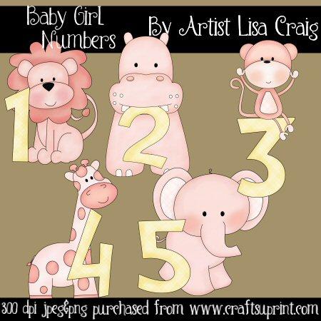 Baby Girl Numbers Clip Art