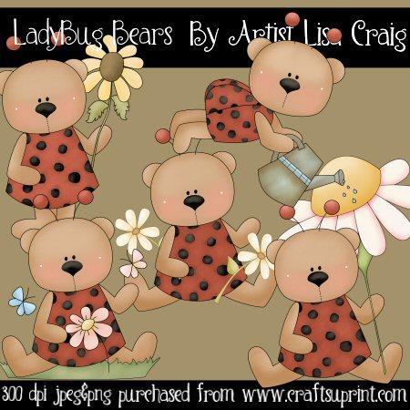 Lady Bug Bears Clip Art
