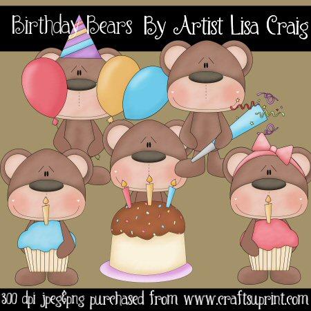 Birthday Bears Clip Art