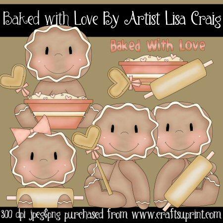 Baked with Love Clip Art