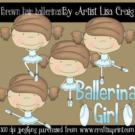 Brown Hair Ballerinas Clip Art