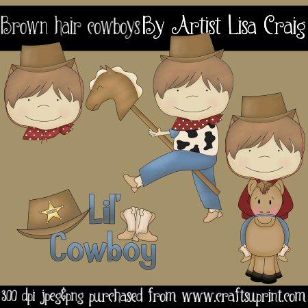 Brown Hair Cowboys Clip Art