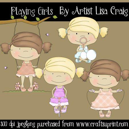 Playing Girls Clip Art