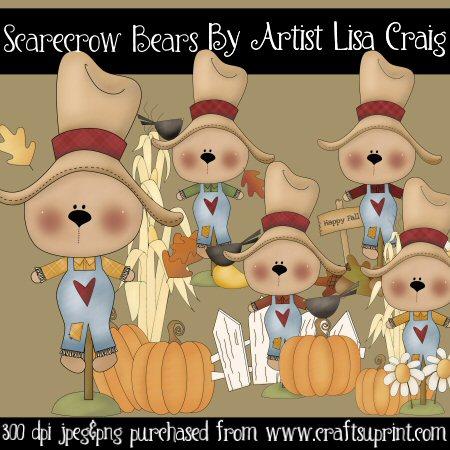 Scarecrow Bears Clip Art