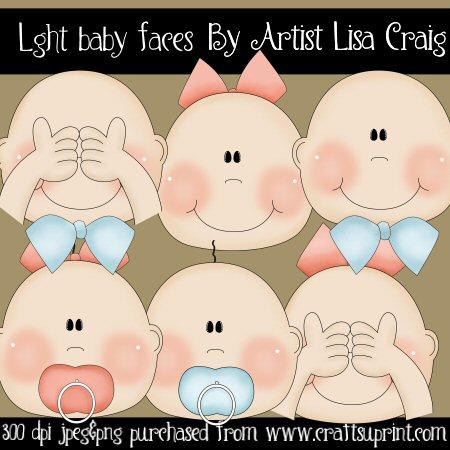 Lt Skin Baby Faces Clip Art